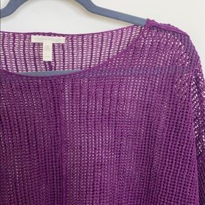 Eileen Fisher | Open Knit Purple Boxy Top | M